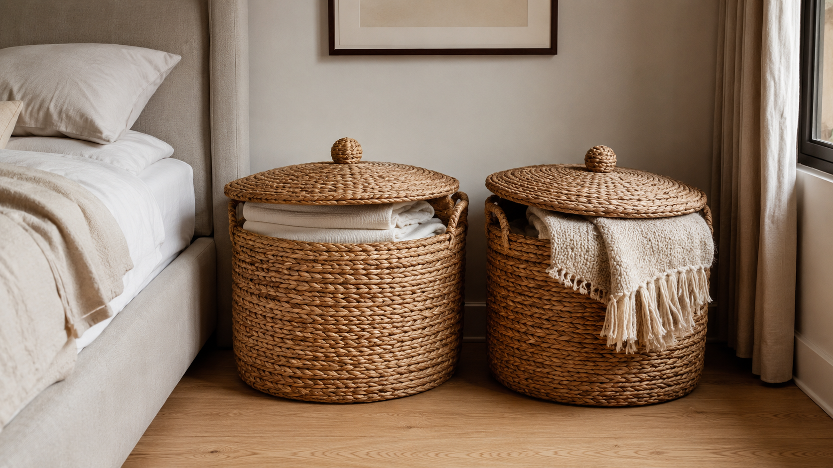 Seagrass Storage Baskets with Woven Lids